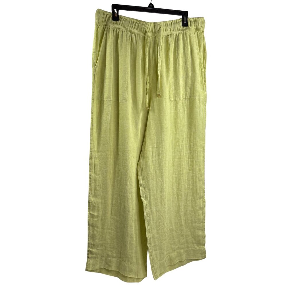 Joie Womens High Rise Wide Leg Linen Pant Drawstring Waist Pockets XL Green NWOT
